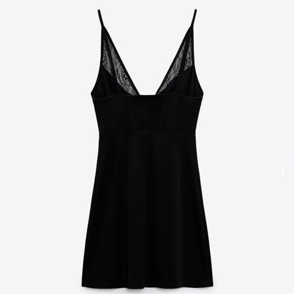 Zara New Women V-Neck Short Black Sexy Slip Dress Size Large - Picture 6 of 13